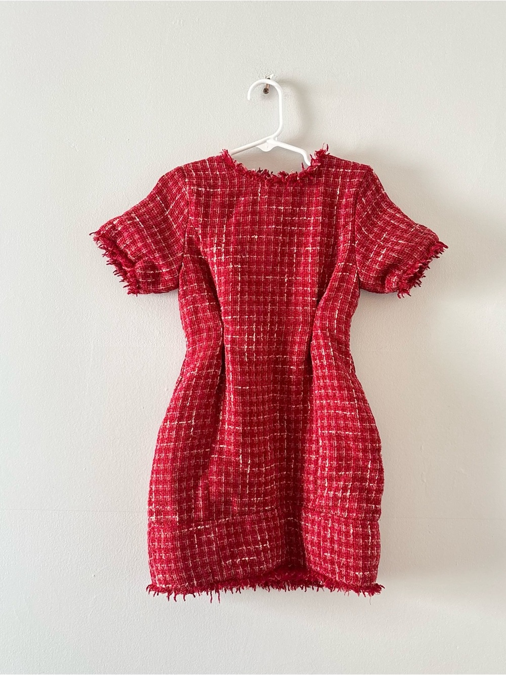 Ivy City Co Girls Tweed Dress Zip Back Raw Hem Frayed Cinch Pockets Formal